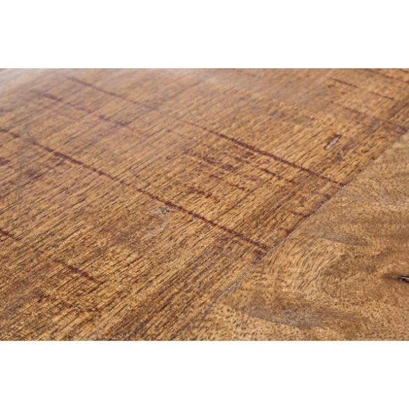 Tavolino Basso Tondo 90 Cm In Acciaio Piano In Legno Lancaster Bianco Bizzotto