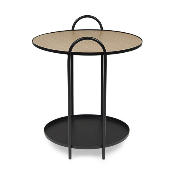 Tavolino tondo stile industrial piano in legno e struttura in acciaio Everitt D51 Bizzotto