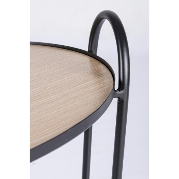Tavolino tondo stile industrial piano in legno e struttura in acciaio Everitt D51 Bizzotto