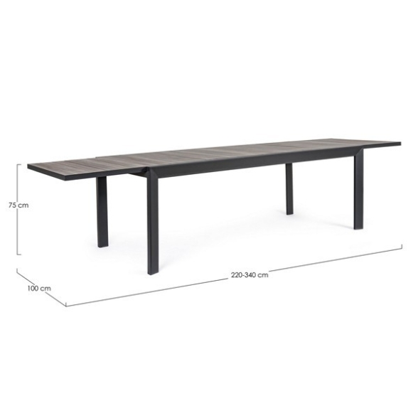 Tavolo Allungabile Da Esterno In Alluminio Antracite 100x220-340 Cm Belmar Bizzotto