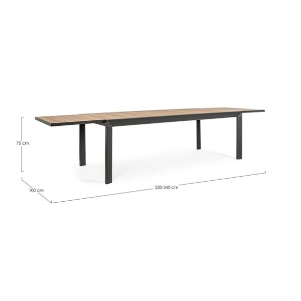 Tavolo Allungabile Da Esterno In Alluminio Antracite 100x220-340 Cm Belmar Bizzotto