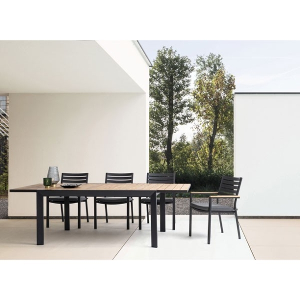 Tavolo Allungabile Da Esterno In Alluminio Antracite 100x220-340 Cm Belmar Bizzotto