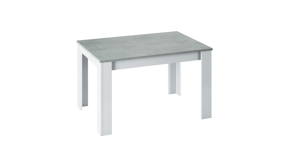 Tavolo allungabile da pranzo rettangolare in legno 140-190x90 cm Kendra Cemento/Bianco