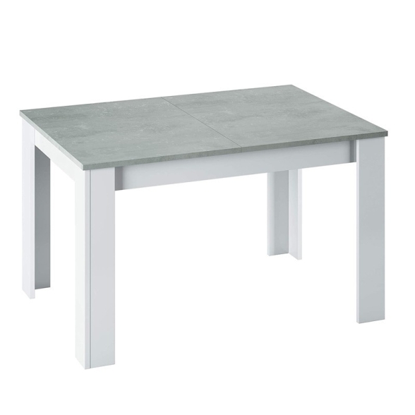 Tavolo allungabile da pranzo rettangolare in legno 140-190x90 cm Kendra Cemento/Bianco