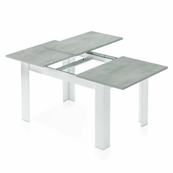 Tavolo allungabile da pranzo rettangolare in legno 140-190x90 cm Kendra Cemento/Bianco