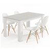 Tavolo allungabile da pranzo rettangolare in legno 140-190x90 cm Kendra Cemento/Bianco