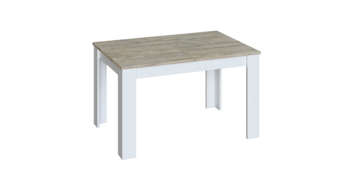 Tavolo allungabile da pranzo rettangolare in legno 140-190x90 cm Kendra Rovere Alaska/Bianco
