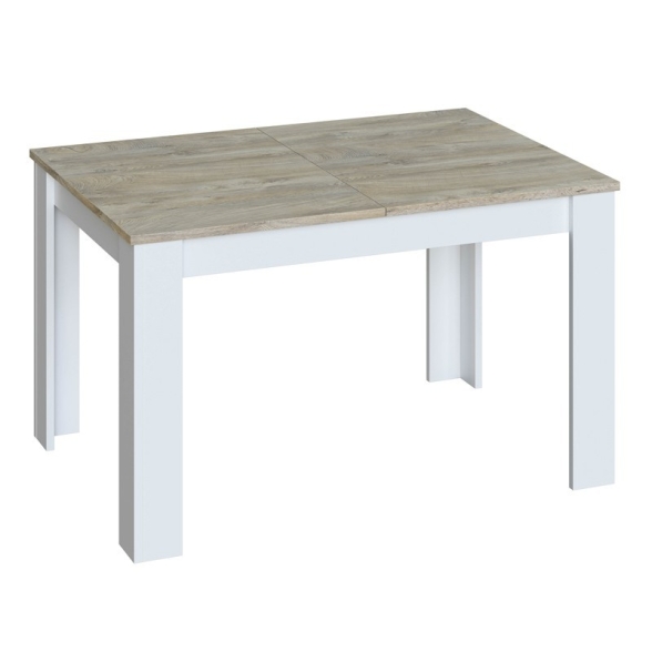 Tavolo allungabile da pranzo rettangolare in legno 140-190x90 cm Kendra Rovere Alaska/Bianco