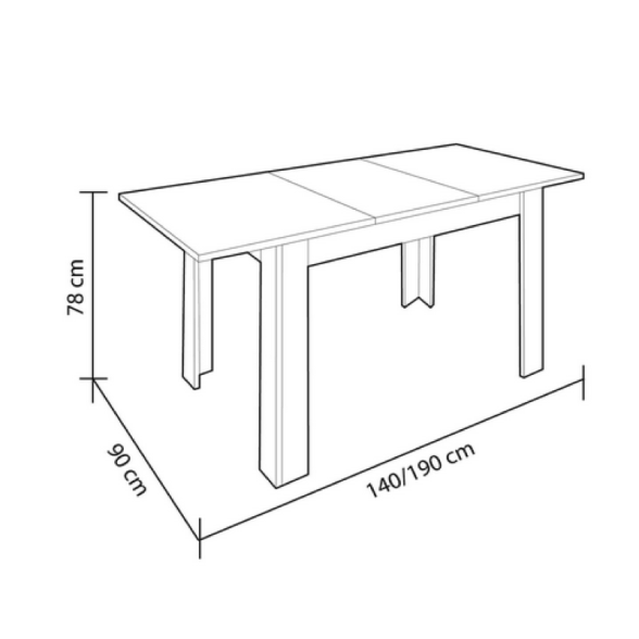 Tavolo allungabile rettangolare 140-190 x 90 cm Kendra rovere alaska