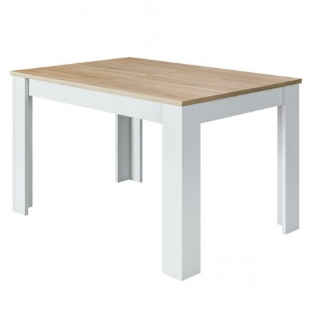 Tavolo allungabile da pranzo rettangolare in legno 140-190x90 cm Kendra Rovere/Bianco