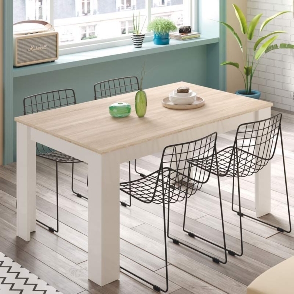 Tavolo allungabile rettangolare 140-190 x 90 cm Kendra bianco/rovere