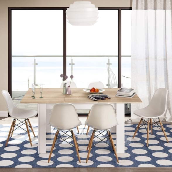 Tavolo allungabile rettangolare 140-190 x 90 cm Kendra bianco/rovere