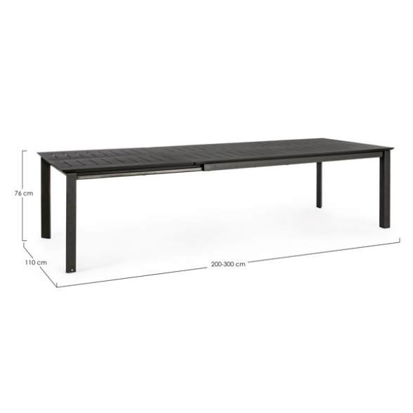 Tavolo Allungabile In Alluminio Antracite Per Esterni 110x200-300 Konnor Bizzotto