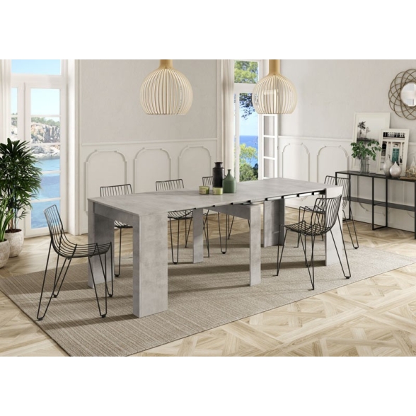 Consolle estensibile da pranzo rettangolare legno effetto cemento 240 cm
