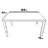 Tavolo Con 6 Sedie In Resina Per Esterni Set Completo Bianco 140x80 Cm