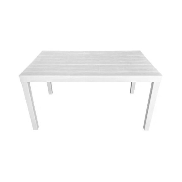 Tavolo Con 6 Sedie In Resina Per Esterni Set Completo Bianco 140x80 Cm