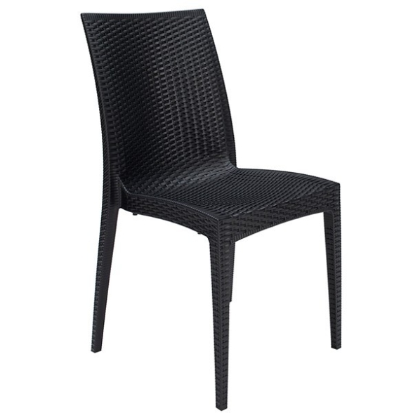 Tavolo con 6 sedie in resina rattan intrecciato antracite Boheme 150x90