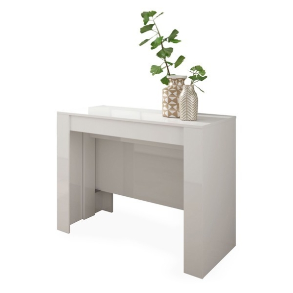 Tavolo estensibile da pranzo rettangolare in legno bianco lucido 240 cm