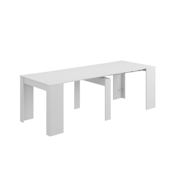 Tavolo estensibile da pranzo rettangolare in legno bianco lucido 240 cm
