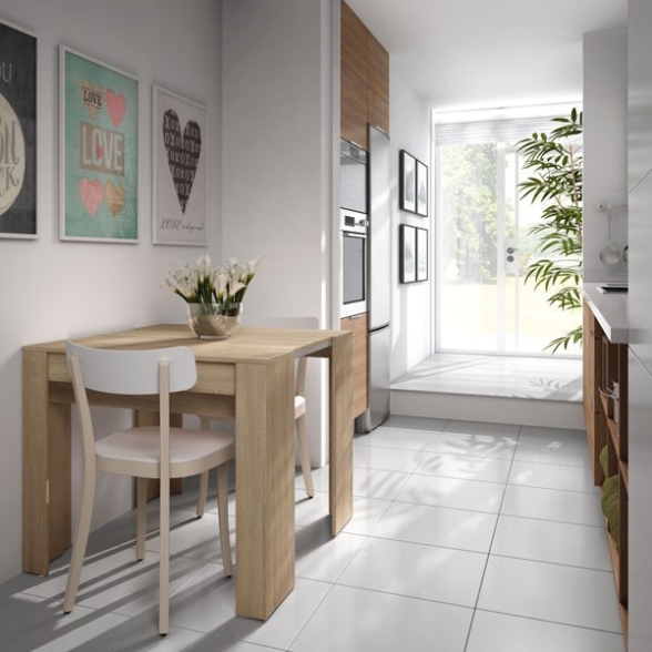 Consolle estensibile da pranzo rettangolare legno rovere chiaro 240 cm