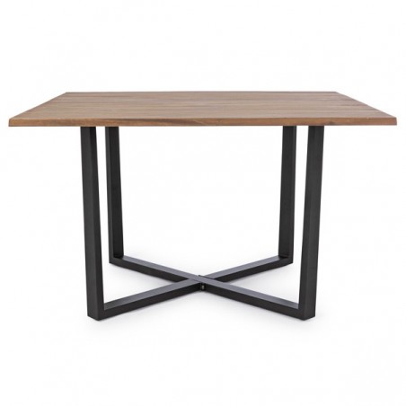 Tavolo da esterno quadrato in legno 130x130 cm gambe in acciaio Helsinki Bizzotto