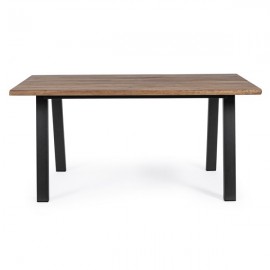 Tavolo da esterno rettangolare in legno 160x90 cm gambe in acciaio antracite Oslo Bizzotto