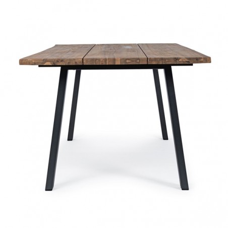 Tavolo da esterno rettangolare in legno 200x100 cm gambe in acciaio antracite Oslo Bizzotto