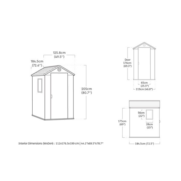 Casetta Da Giardino 125,8x184,5x205,1H Cm Darwin 4x6 Verde Keter