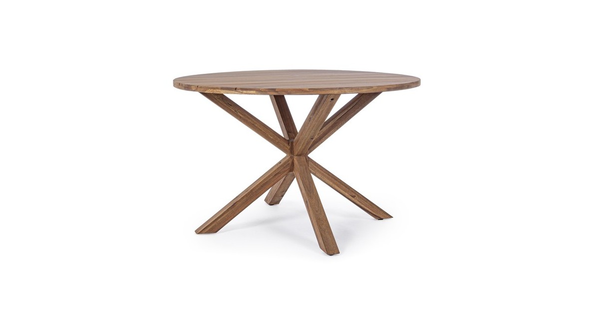 Tavolo da esterno rotondo Ø120 cm in legno con gambe incrociate Dublino Bizzotto