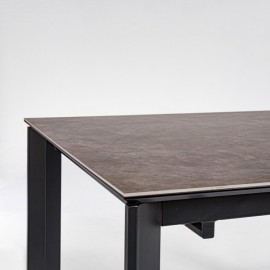 Tavolo Da Interno Allungabile 90x160-220 In Acciaio Piano In Ceramica Grigio-Nero Briva Bizzotto