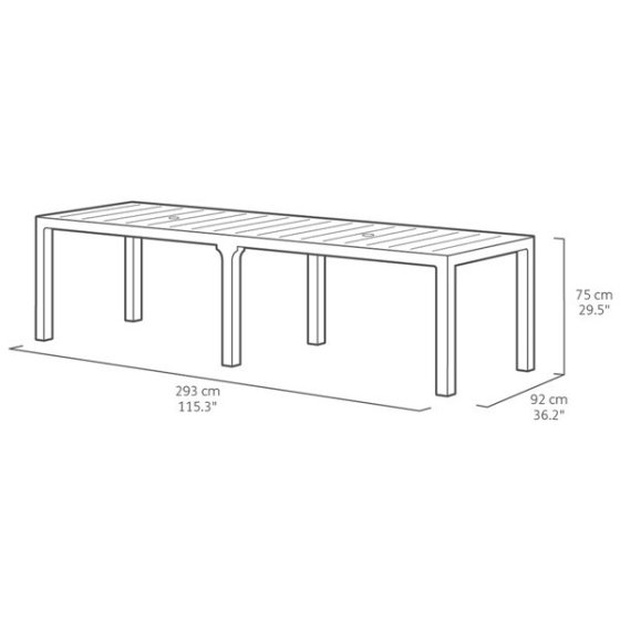 Tavolo Da Pranzo Per Esterno A Doppia Configurazione 3 Metri Julie Double Keter Bianco