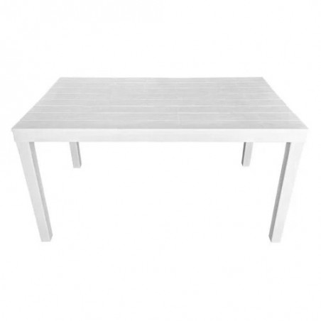 Tavolo E 6 Sedie Con Braccioli In Resina Per Esterni Set Completo Bianco 140x80 Cm