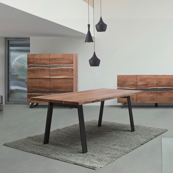 Tavolo In Legno Massello Grezzo Industrial Moderno Bizzotto 200x95 Aron