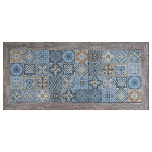 Tavolo In Mosaico Da Esterno 180x90 Cm Acciaio Top In Ceramica Maiori