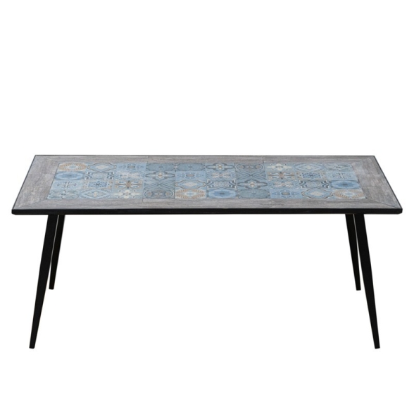 Tavolo In Mosaico Da Esterno 180x90 Cm Acciaio Top In Ceramica Maiori