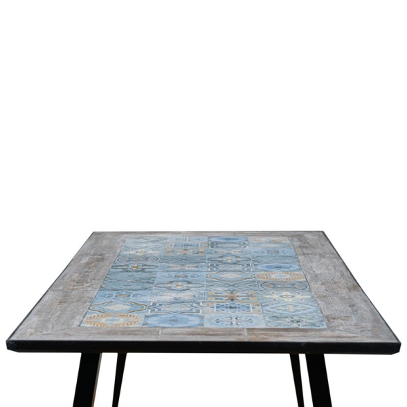Tavolo In Mosaico Da Esterno 180x90 Cm Acciaio Top In Ceramica Maiori