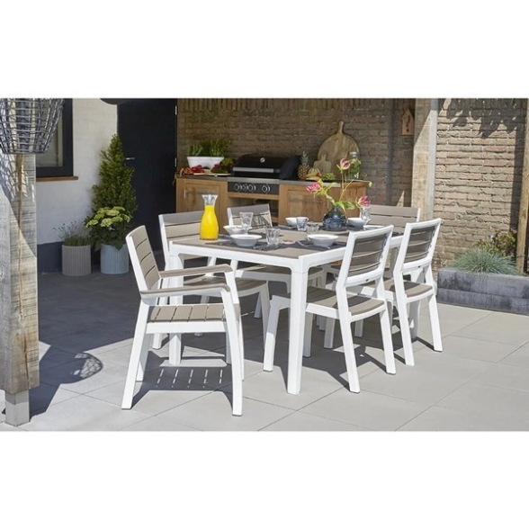 Tavolo Da Esterno In Resina 160x90 Con Doghe Harmony Keter Tortora