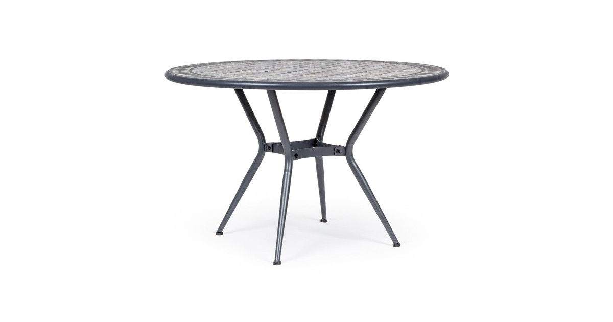 Tavolo rotondo da esterno in acciaio con mosaico in ceramica Ø 120 cm Berkley