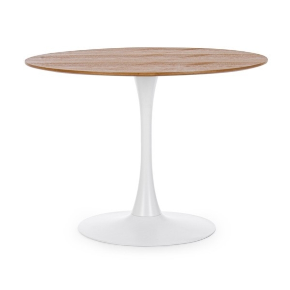 Tavolo Tondo Da Interno D100 Bianco Effetto Legno Bloom Veneer Bizzotto