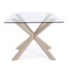 Tavolo in vetro design moderno e gambe in acciaio effetto legno 160x90