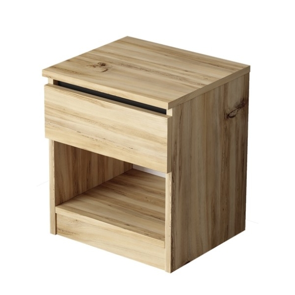 Comodino Effetto Legno 1 Cassetto E Vano A Giorno 40x35x46H Luvio