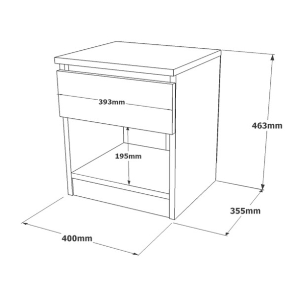 Comodino Effetto Legno 1 Cassetto E Vano A Giorno 40x35x46 Luvio