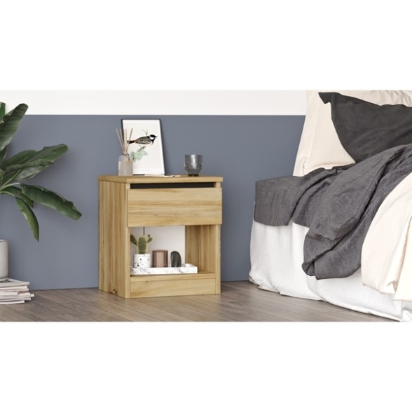 Comodino Effetto Legno 1 Cassetto E Vano A Giorno 40x35x46 Luvio