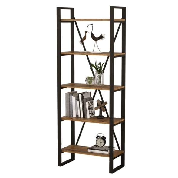 Libreria Industrial 5 Ripiani In Ferro E Legno 69x39x180H Elena