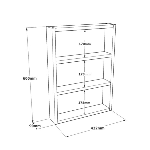 Mensola A Parete Cubo 43x9x60H 3 Ripiani Effetto Marmo