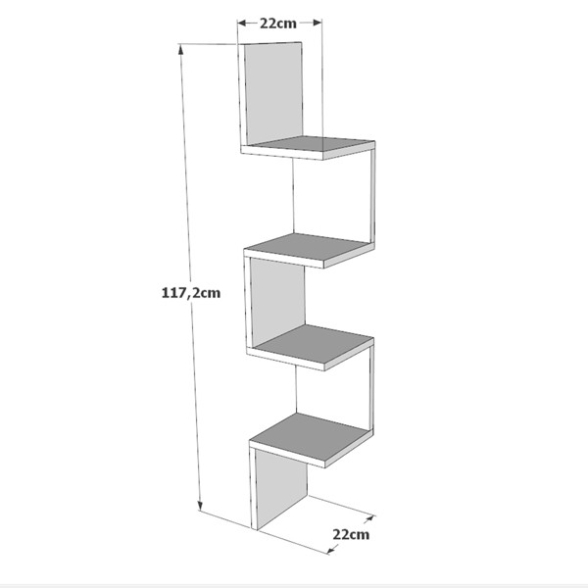 Mensola Angolare Libreria A Parete Sospesa 22x22x117 Effetto Legno Rovere Kos