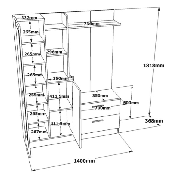 Mobile Ingresso Con Scarpiera E Specchio Rovere E Antracite Wisdom