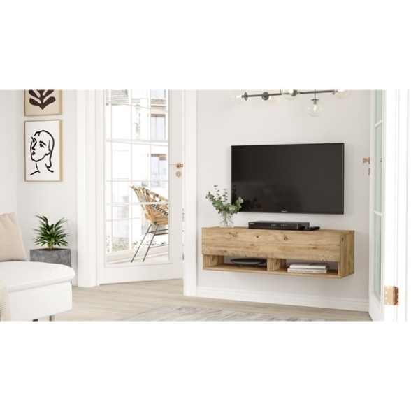 Mobile Tv Sospeso 100x32x30 Effetto Legno Rovere Evolution