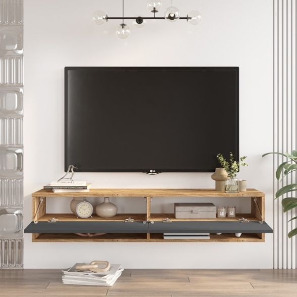 Mobile Tv Sospeso 140x32x30 Rovere E Antracite Evolution