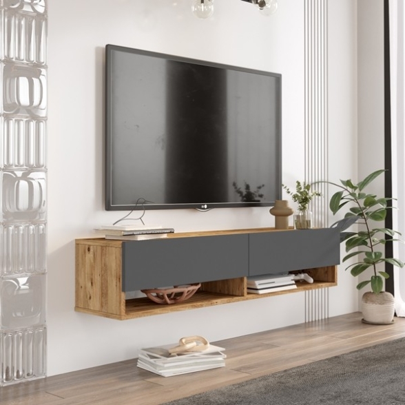 Mobile Tv Sospeso 140x32x30 Rovere E Antracite Evolution